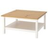 Coffee Table White Stain Light Brown 90×90 cm