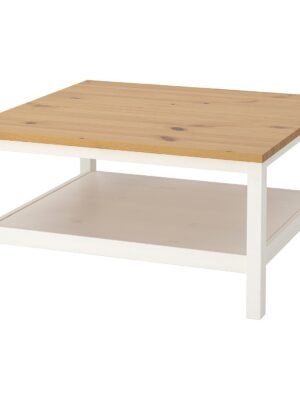 Coffee Table White Stain Light Brown 90×90 cm