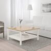 Coffee Table White Stain Light Brown 90×90 cm