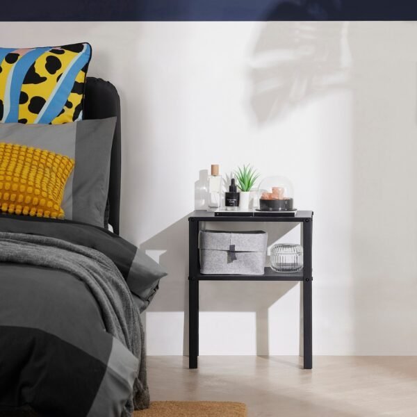 Bedside Table Black 37×28 cm