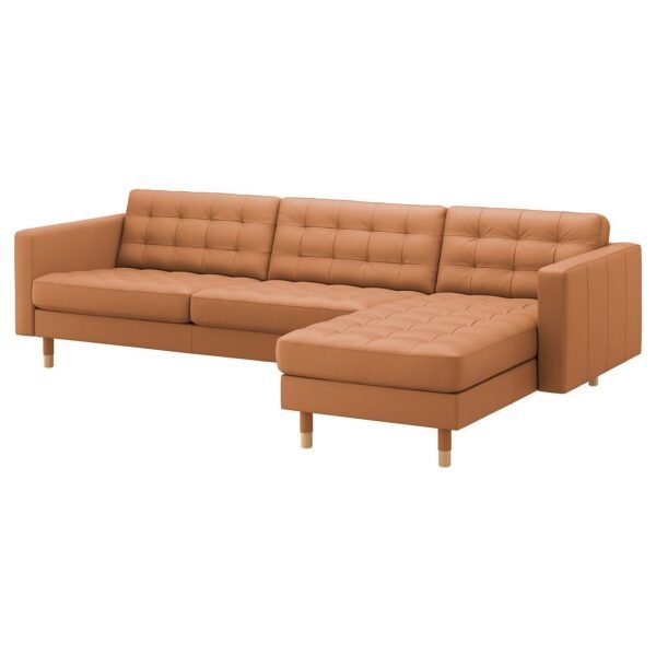 4 Seat Sofa with Chaise Longue Golden Brown