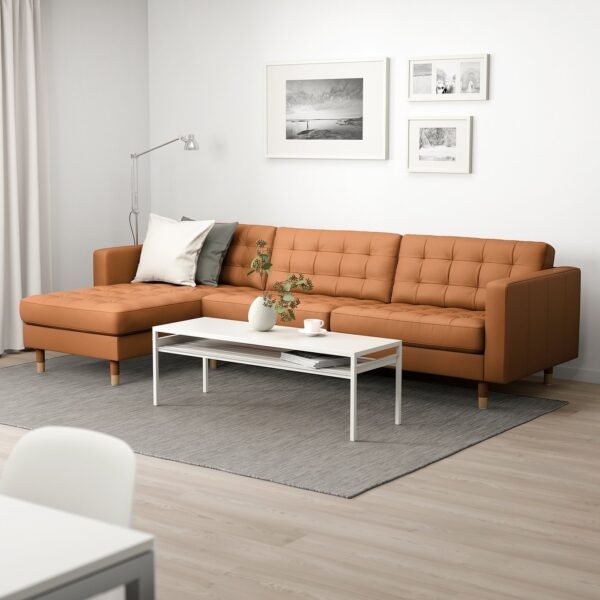 4 Seat Sofa with Chaise Longue Golden Brown