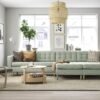 4 Seat Sofa with Chaise Longue Light Green