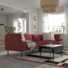 4 Seat Modular Sofa Brown Red Metal