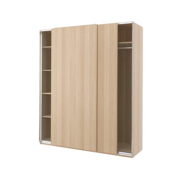 Wardrobe White Stained Oak Effect 200×66×236 cm