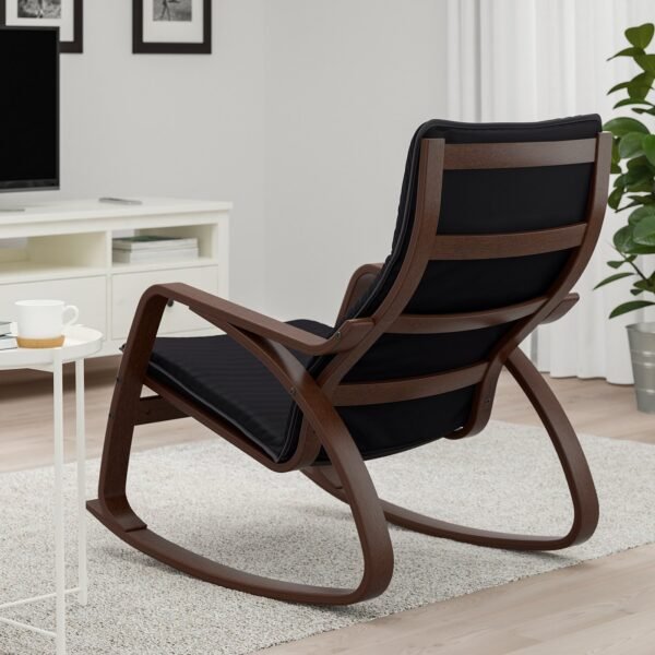 Rocking Chair Brown with Black Cushion