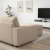 3 Seat Sofa with Chaise Longue Wide Armrests Beige