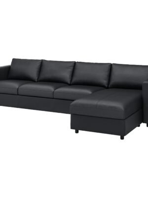 4 Seat Sofa with Chaise Longue Black